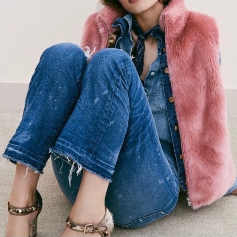 J. Crew Women's Faux Fur Vest Pink New Size Small